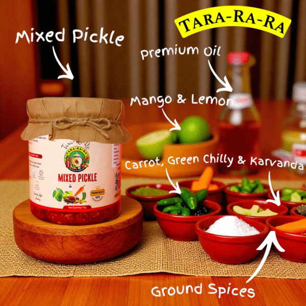 TARA-RA-RA Mixed Pickle – Authentic Indian Pachranga Achar | Spicy, Tangy & Flavorful Blend of Mango, Lime, Carrot, Chili & Karvanda | 1kg - Image 5