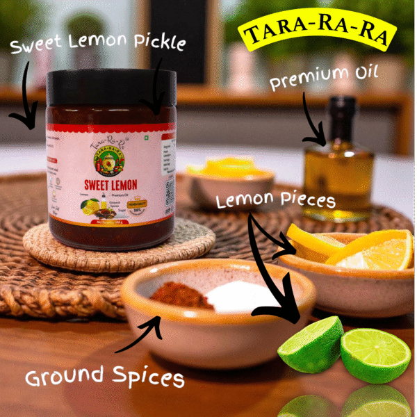 TARA-RA-RA Sweet Lemon Pickle – Authentic Indian Nimbu Achar | Tangy, Sweet & Mildly Spicy Homemade Taste | 500g - Image 5
