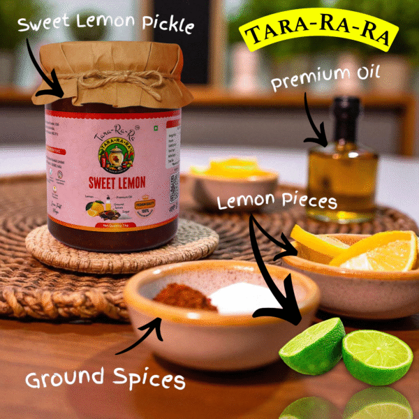 TARA-RA-RA Sweet Lemon Pickle – Authentic Indian Nimbu Achar | Tangy, Sweet & Mildly Spicy Homemade Taste | 1kg - Image 5