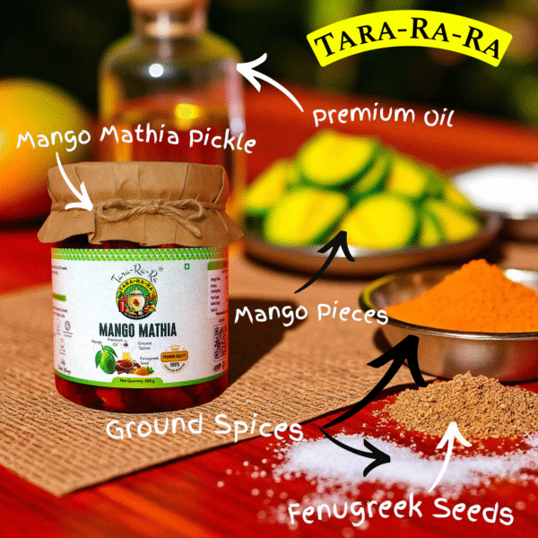 TARA-RA-RA Mango Methia Pickle | Authentic Homemade Taste | Aam Ka Achar with Methi Masala | Made with Handpicked Raw Mangoes & Spices | Traditional Indian Recipe | 500g - Image 5